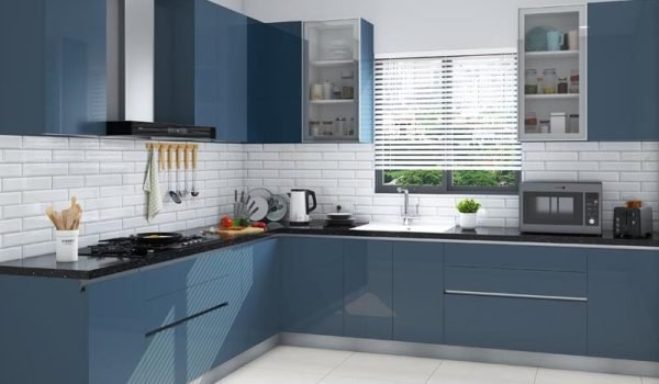 classic-blue-l-shaped-modular-kitchen-white-subway-tiles